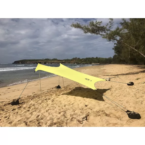 imageNeso Tents Beach Tent with Sand Anchor Portable Canopy Sunshade  7 x 7  Patented Reinforced CornersPeriwinkle BlueLemon