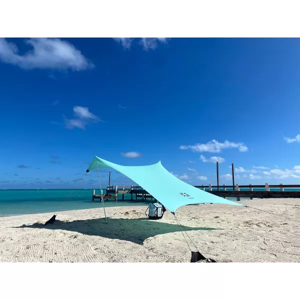 imageNeso Tents Beach Tent with Sand Anchor Portable Canopy Sunshade  7 x 7  Patented Reinforced CornersPeriwinkle BlueSeafoam