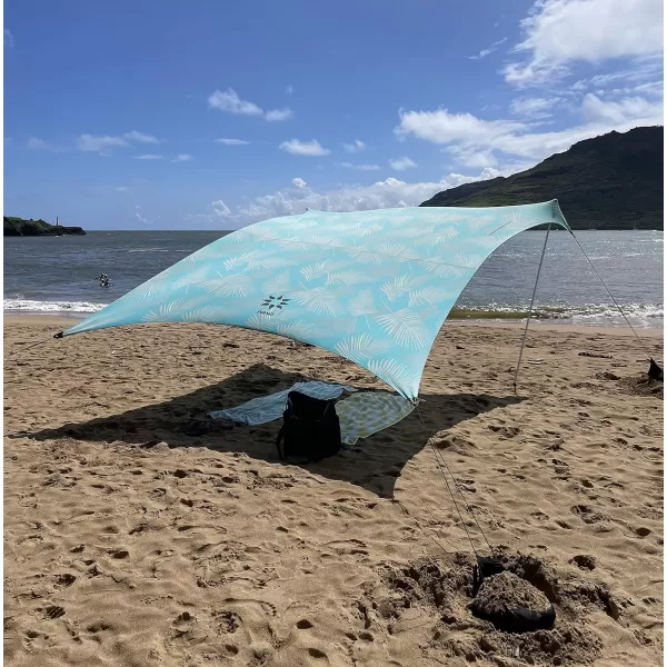 imageNeso Tents Grande Beach Tent 7ft Tall 9 x 9ft Reinforced Corners and Cooler PocketAqua Fronds