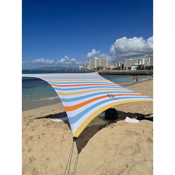 imageNeso Tents Grande Beach Tent 7ft Tall 9 x 9ft Reinforced Corners and Cooler PocketVintage Stripes