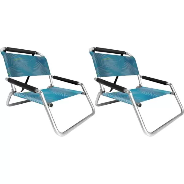 image2 Pack of Neso Lightweight Water Resistant Beach Chairs with Shoulder Strap and Slip Pocket  Folds ThinBlackRegular Aqua Fronds