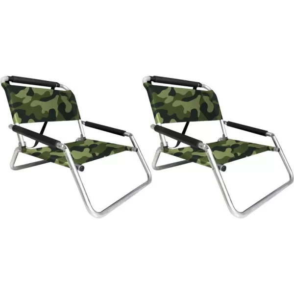 image2 Pack of Neso Lightweight Water Resistant Beach Chairs with Shoulder Strap and Slip Pocket  Folds ThinBlackRegular Camo