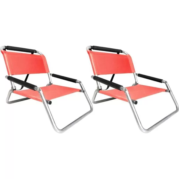 image2 Pack of Neso Lightweight Water Resistant Beach Chairs with Shoulder Strap and Slip Pocket  Folds ThinBlackRegular Coral