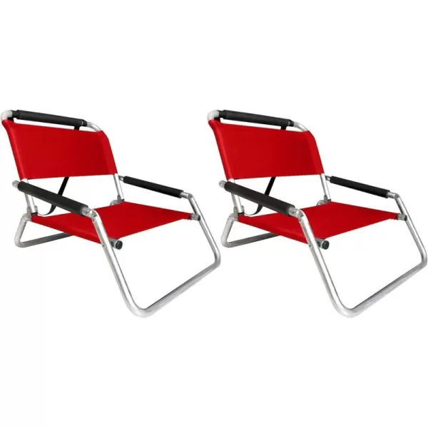 image2 Pack of Neso Lightweight Water Resistant Beach Chairs with Shoulder Strap and Slip Pocket  Folds ThinBlackRegular Lehua Red