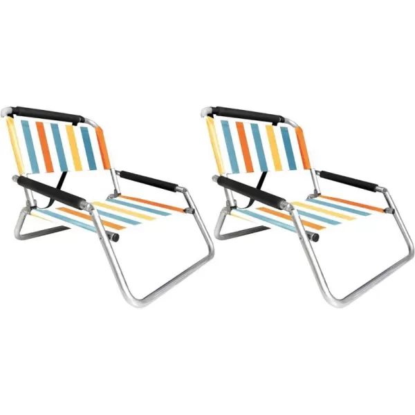 image2 Pack of Neso Lightweight Water Resistant Beach Chairs with Shoulder Strap and Slip Pocket  Folds ThinBlackRegular Vintage Stripes