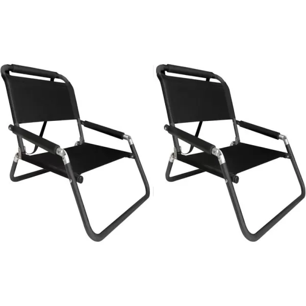 image2 Pack of Neso Lightweight Water Resistant Beach Chairs with Shoulder Strap and Slip Pocket  Folds ThinBlackXLarge Black