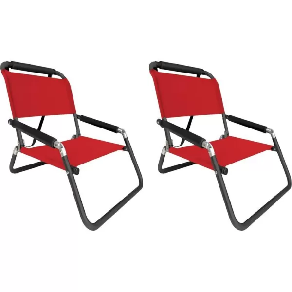 image2 Pack of Neso Lightweight Water Resistant Beach Chairs with Shoulder Strap and Slip Pocket  Folds ThinBlackXLarge Lehua Red