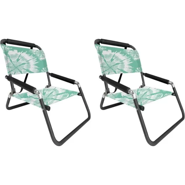 image2 Pack of Neso Lightweight Water Resistant Beach Chairs with Shoulder Strap and Slip Pocket  Folds ThinBlackXLarge Mint Tie Dye