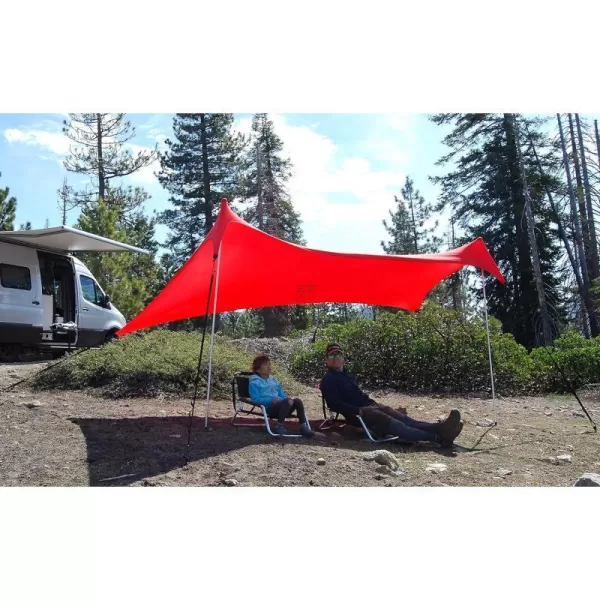 imageNeso Sidelines 1 Versatile Sports Sun Shelter Patented Corners amp Poles 100 Recycled Stakes 45lbLehua Red