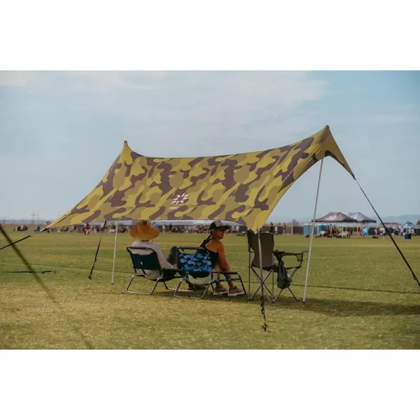 imageNeso Sidelines Grande  Versatile Sports Sun Shelter Patented Corners amp Poles 100 Recycled StakesCamo