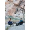 image2 Pack of Neso Lightweight Water Resistant Beach Chairs with Shoulder Strap and Slip Pocket  Folds Thin Aqua FrondsBlack