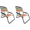 image2 Pack of Neso Lightweight Water Resistant Beach Chairs with Shoulder Strap and Slip Pocket  Folds Thin Aqua FrondsRainbow