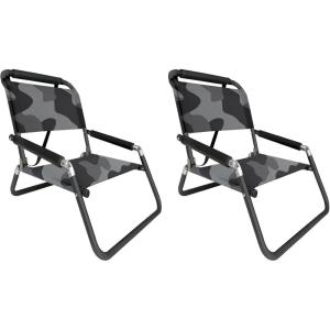 image2 Pack of Neso Lightweight Water Resistant Beach Chairs with Shoulder Strap and Slip Pocket  Folds Thin Aqua FrondsGrey Camo