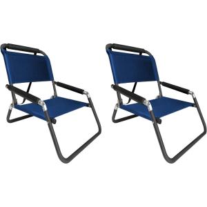 image2 Pack of Neso Lightweight Water Resistant Beach Chairs with Shoulder Strap and Slip Pocket  Folds Thin Aqua FrondsNavy