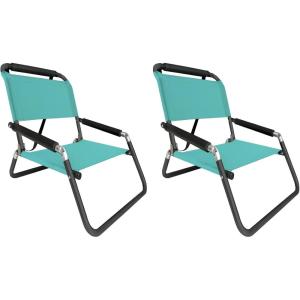 image2 Pack of Neso Lightweight Water Resistant Beach Chairs with Shoulder Strap and Slip Pocket  Folds Thin Aqua FrondsSeafoam