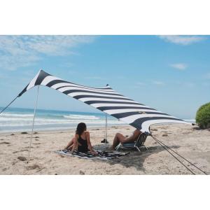 imageNeso Tents Beach Tent with Sand Anchor Portable Canopy Sunshade  7 x 7  Patented Reinforced CornersPeriwinkle BlueBlackWhite Stripes