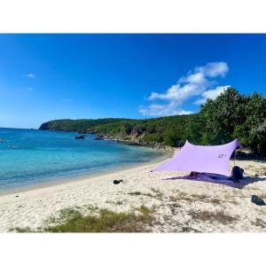 imageNeso Tents Beach Tent with Sand Anchor Portable Canopy Sunshade  7 x 7  Patented Reinforced CornersPeriwinkle BlueLavender